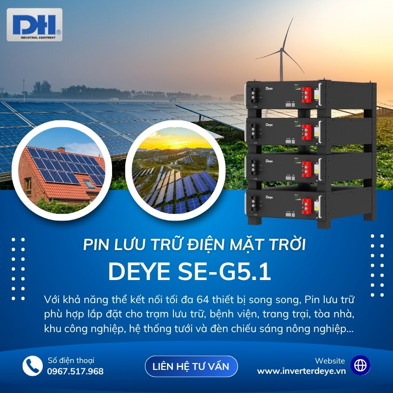 Ứng dụng Pin lưu trữ điện mặt trời Deye SE-G5.1 Ứng dụng Pin lưu trữ điện mặt trời Deye SE-G5.1