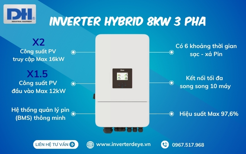 Tính năng nổi bật Tính năng nổi bật của Inverter Hybrid 8kW 3 pha