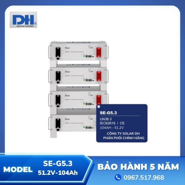 Pin Lưu Trữ Lithium SE-G5.3 Deye Áp Thấp | 51.2V-104Ah