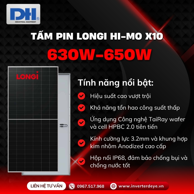 Tính năng nổi bật tấm pin mặt trời Longi 630W Tính năng nổi bật tấm pin mặt trời Longi 630W