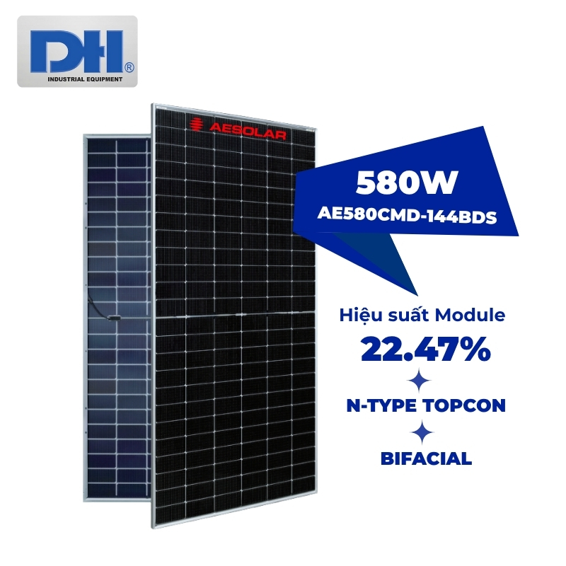 Tấm Pin mặt trời AE 580W 2 mặt kính Tấm Pin mặt trời AE 580W 2 mặt kính