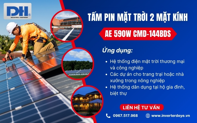 Ứng dụng tấm Pin mặt trời AE 590W Ứng dụng tấm Pin mặt trời AE 590W