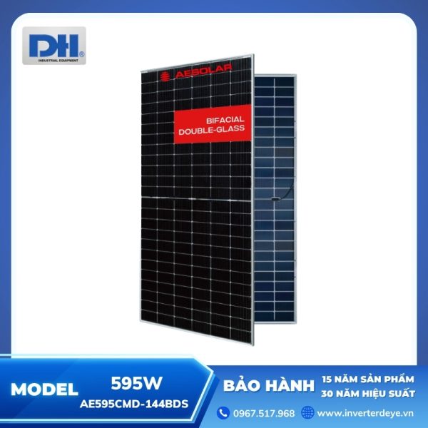 Tấm Pin Mặt Trời AE 595W 2 Mặt Kính | AE595CMD-144BDS