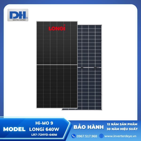 Tấm Pin mặt trời LONGi 640W Hi-MO 9 | LR7-72HYD-640M