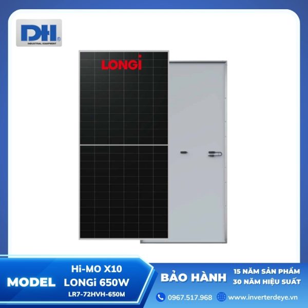 Tấm Pin Mặt Trời LONGi 650W Hi-MO X10 LR7-72HVH-650M