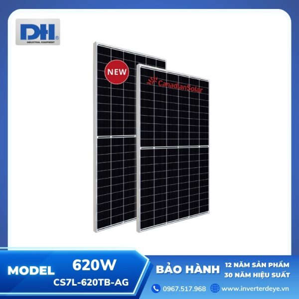 Tấm Pin Mặt Trời Canadian 620W 2 Mặt Kính TOPBiHiKu7
