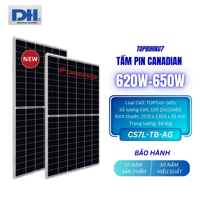 Thông số kỹ thuật tấm Pin Canadian 620W-650W