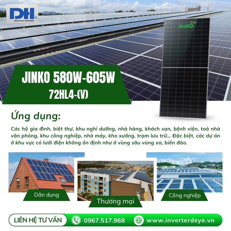 Ứng dụng tấm Pin Jinko 580W-605W Ứng dụng tấm Pin Jinko 580W-605W