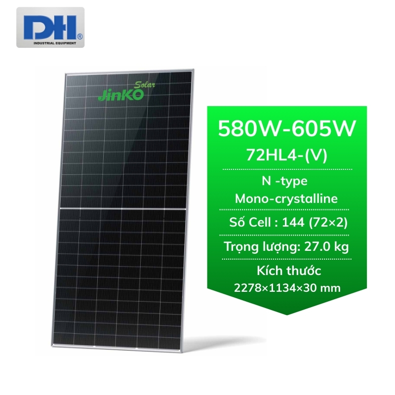 Tấm Pin mặt trời Jinko 600W 1 mặt kính 72HL4-(V) Tấm Pin mặt trời Jinko 600W 1 mặt kính 72HL4-(V)