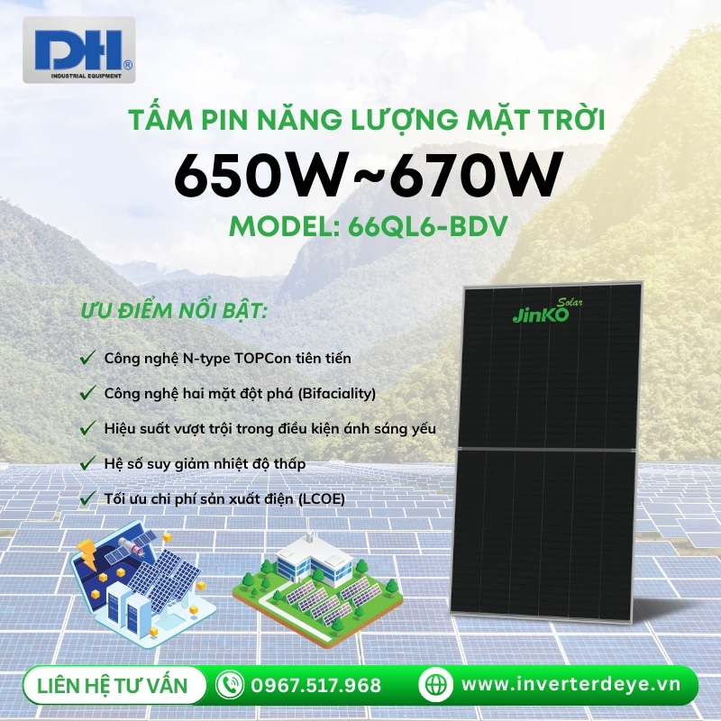 Ưu điểm nổi bật tấm pin mặt trời Jinko 670W