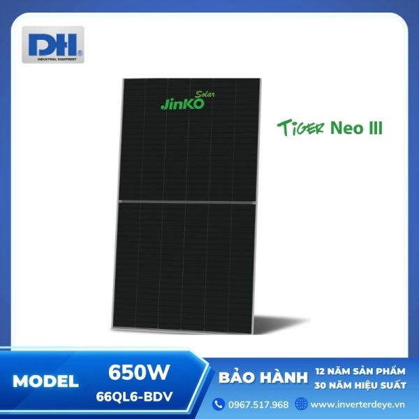 Tấm Pin Mặt Trời Jinko 650W Tiger Neo 3.0 | 66QL6-BDV