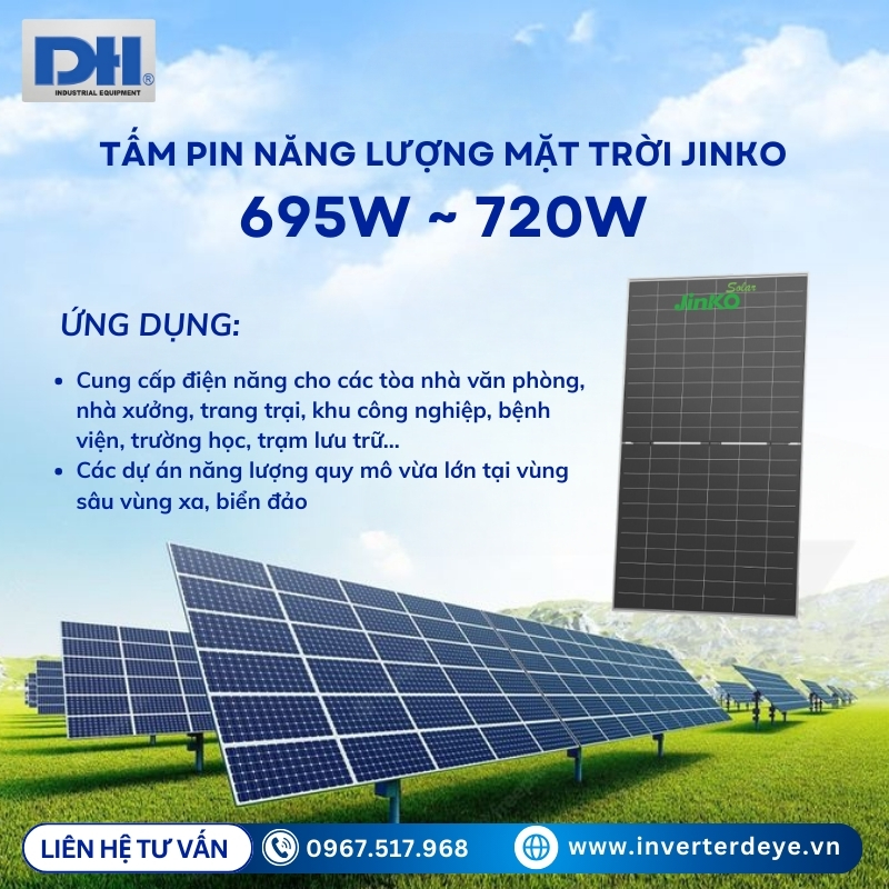 Ứng dụng tấm Pin mặt trời Jinko 695W ~720W