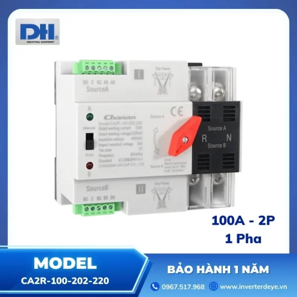 ATS 1 Pha 100A 2P - Bộ Chuyển Nguồn Tự Động Chanan