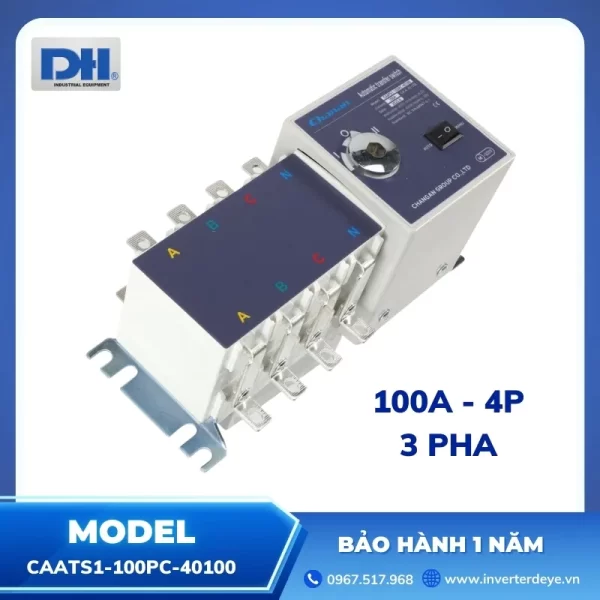 Bộ Chuyển Nguồn ATS 3 Pha 100A 4P Chanan