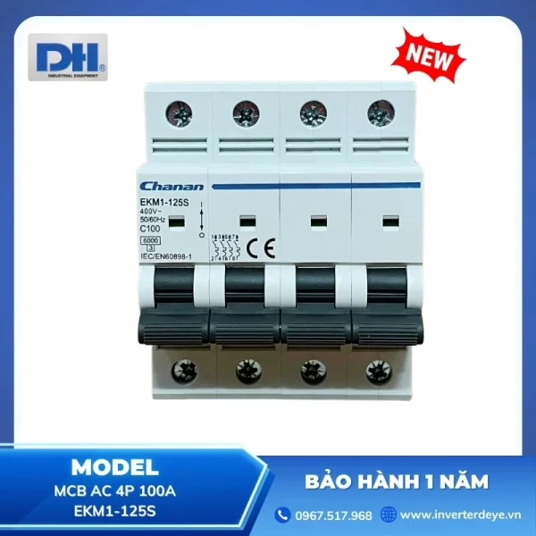 MCB AC 4P 100A 6kA Chanan EKM1-125S