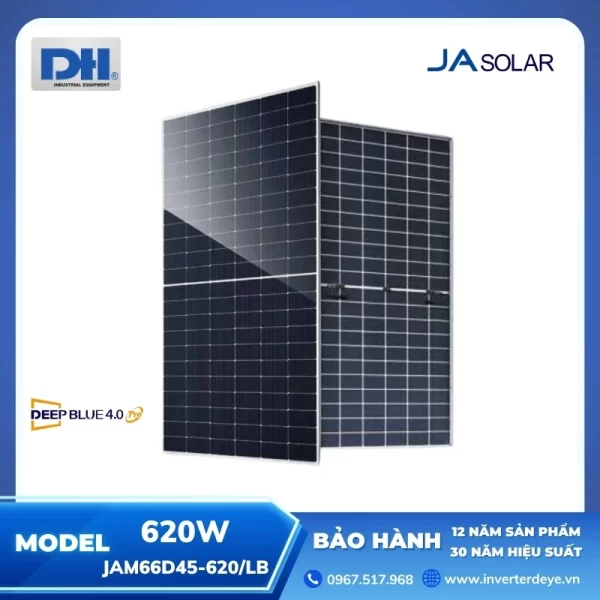 Tấm Pin Năng Lượng Mặt Trời JA 620W N-Type 2 Mặt Kính