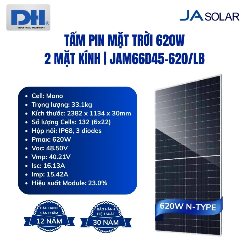 Thông số kỹ thuật JA Solar 620W