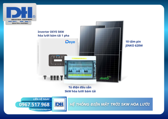 Chi Phí Lắp Điện Mặt Trời 5KW Hòa Lưới Bám Tải 1 Pha