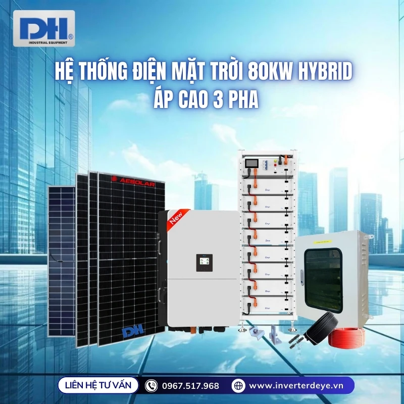 Hệ thống điện mặt trời 80kW Hybrid áp cao