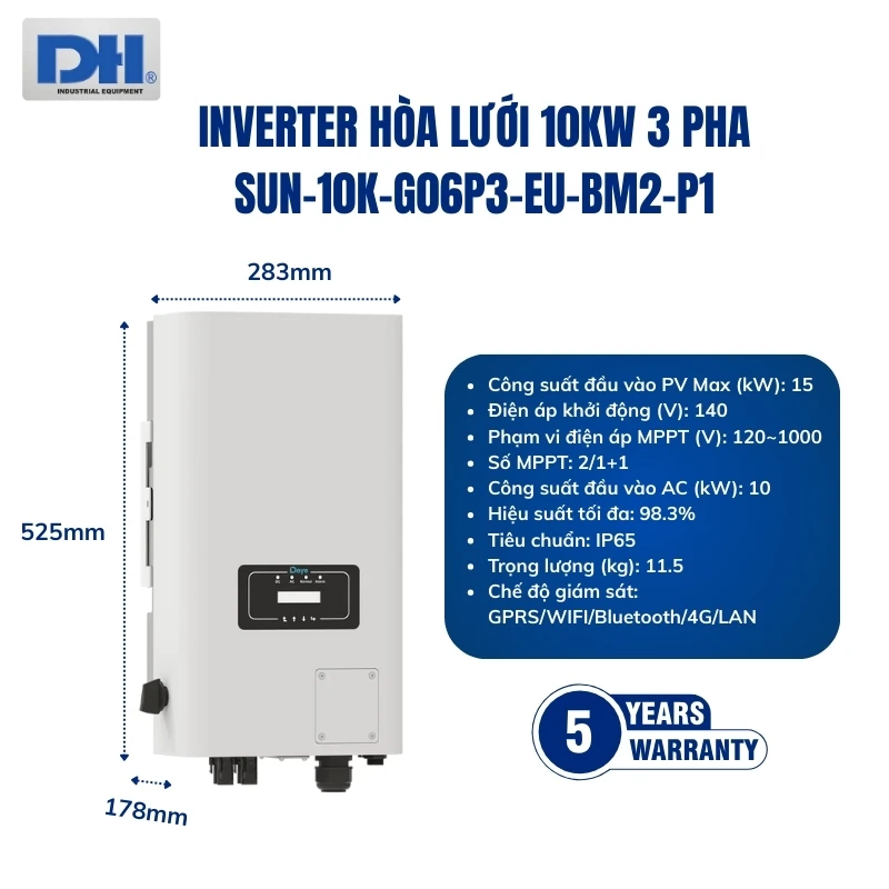 Inverter hòa lưới 10kW 3 pha SUN-10K-G06P3-EU-BM2-P1 Inverter hòa lưới 10kW 3 pha SUN-10K-G06P3-EU-BM2-P1