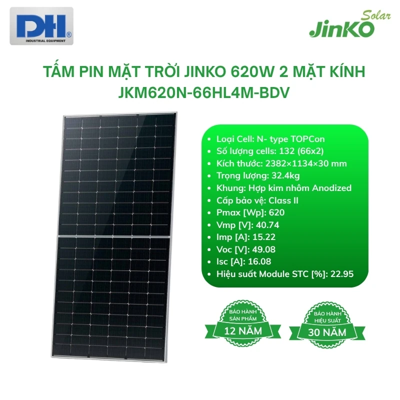 Thông số kỹ thuật pin Jinko 620W 66HL4M-BDV Thông số kỹ thuật pin Jinko 620W 66HL4M-BDV