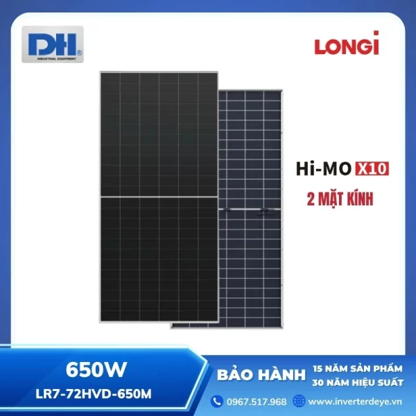 Tấm Pin Năng Lượng Mặt Trời LONGi Hi-MO X10 650W