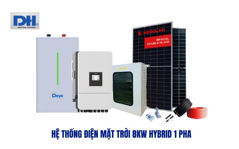 Điện mặt trời áp mái Hybrid 8kW 1 pha