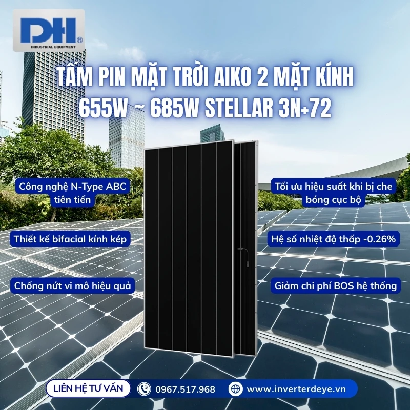 Tính năng nổi bật Aiko Solar 2 mặt kính Stellar 3N+72