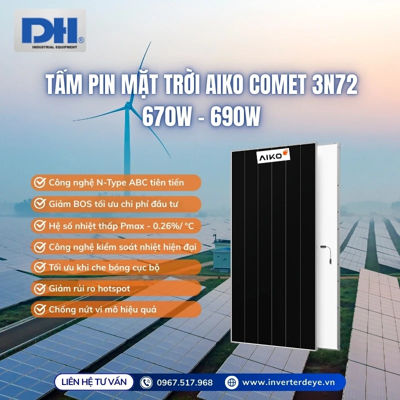 Tính năng nổi bật tấm Pin Aiko 680W
