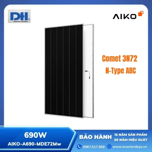Tấm Pin Mặt Trời 690W Aiko Comet 3N72 | Hiệu Suất 25.5%