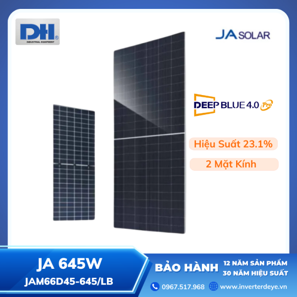 Tấm Pin Mặt Trời JA 645W 2 Mặt Kính | JAM66D45-625/LB
