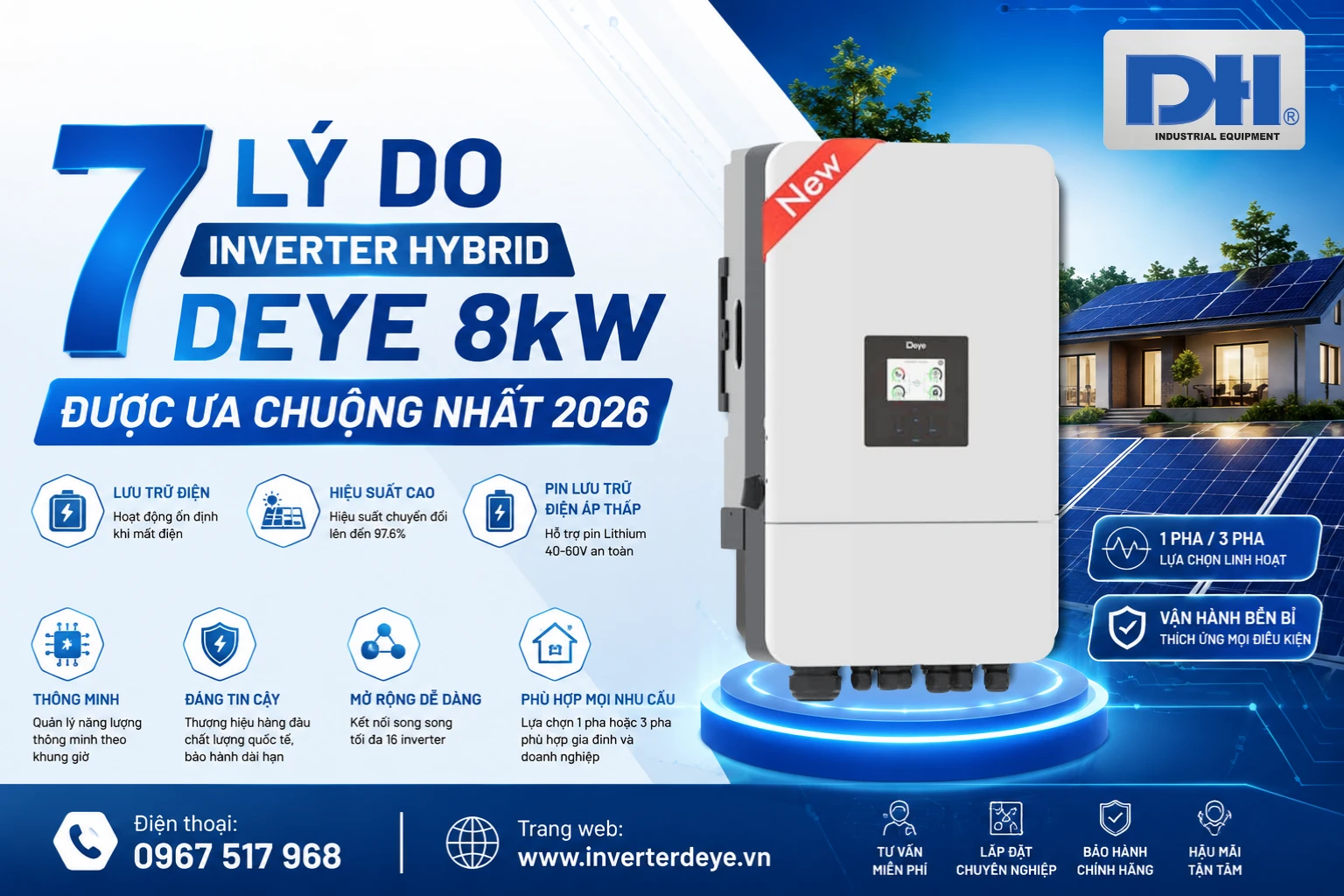 Inverter Hybrid Deye 8kW được ưa chuộng nhất 2026 Inverter Hybrid Deye 8kW được ưa chuộng nhất 2026
