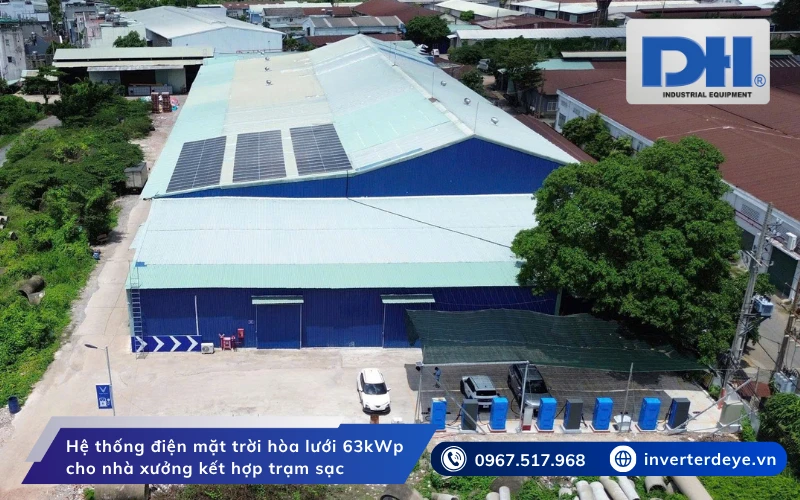 Lắp điện mặt trời hòa lưới cho nhà xưởng và trạm sạc