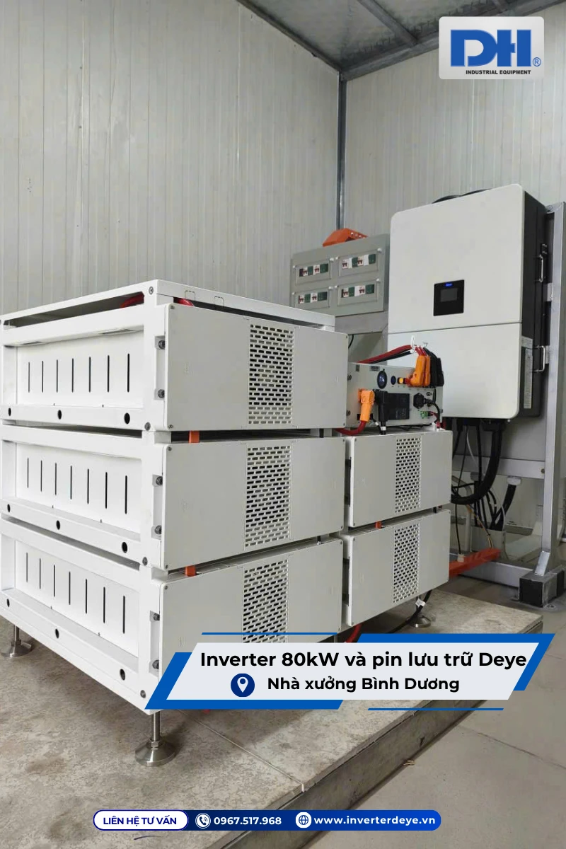Lắp đặt pin lưu trữ và Inverter Hybrid Deye 80kW Lắp đặt pin lưu trữ và Inverter Hybrid Deye 80kW