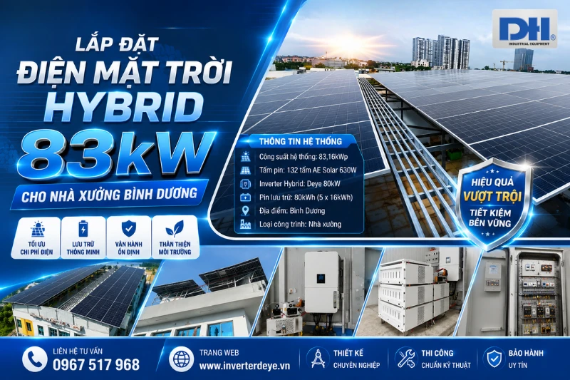 Dự án lắp đặt điện mặt trời Hybrid 83,16kWp Bình Dương Dự án lắp đặt điện mặt trời Hybrid 83,16kWp Bình Dương