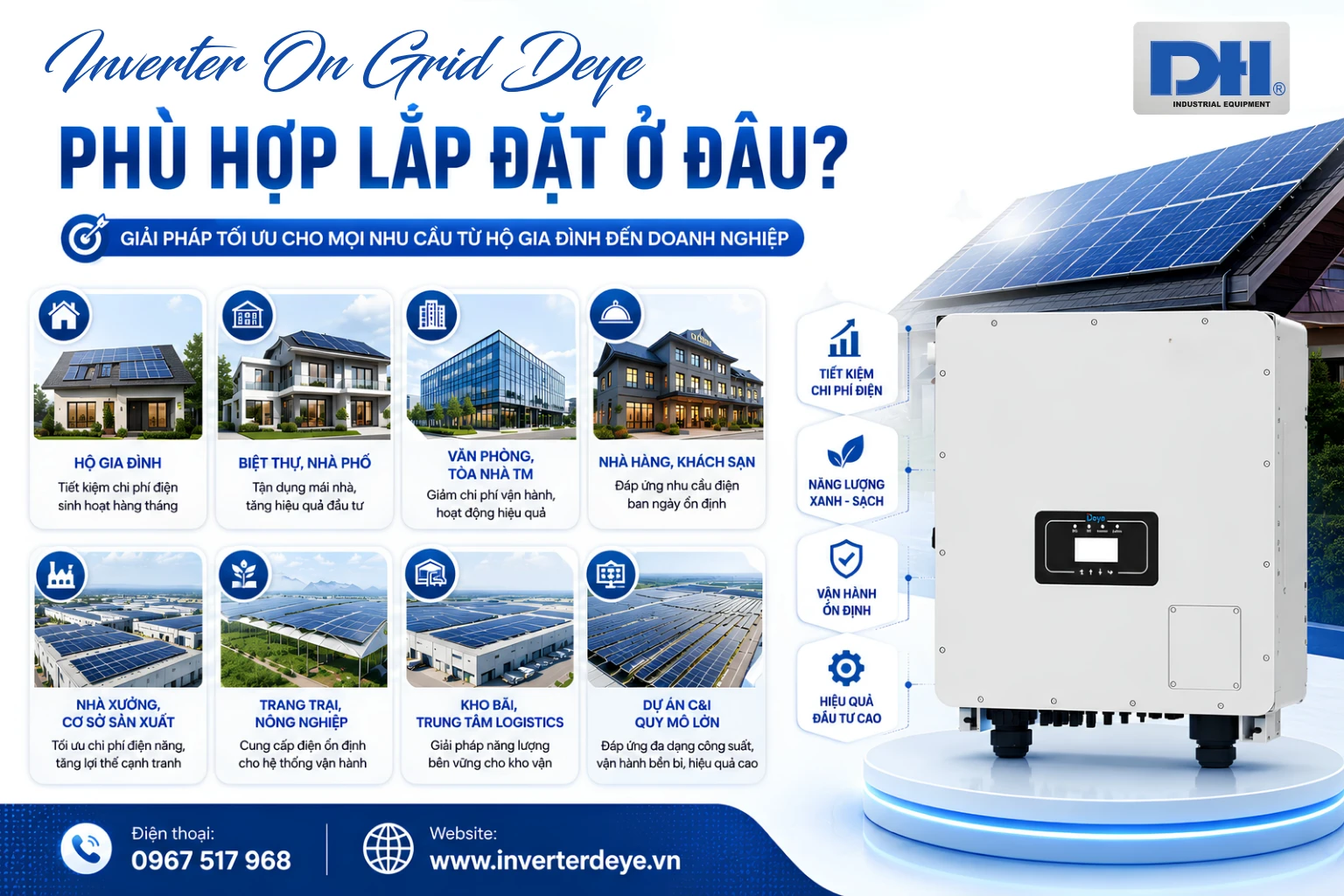 Ứng dụng biến tần hòa lưới Deye Ứng dụng biến tần hòa lưới Deye