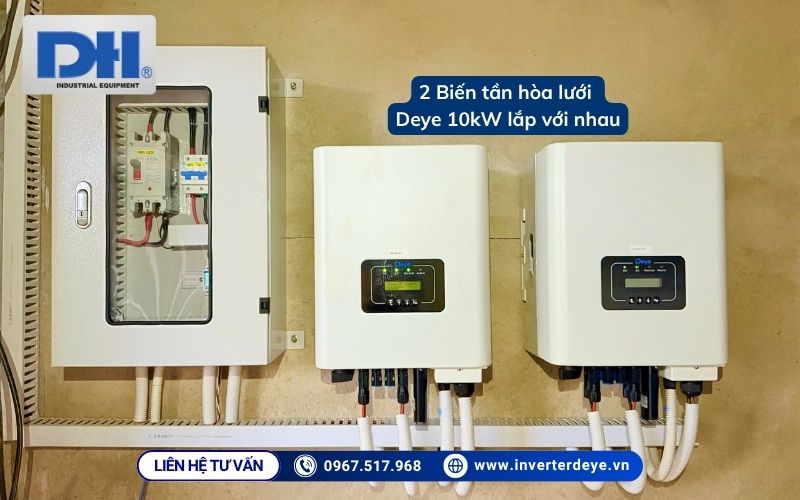 Ảnh thực tế lắp 2 biến tần hòa lưới Deye 10kW 