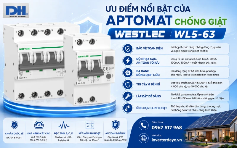 Ưu điểm nổi bật Aptomat chống giật Westlec Ưu điểm nổi bật Aptomat chống giật Westlec