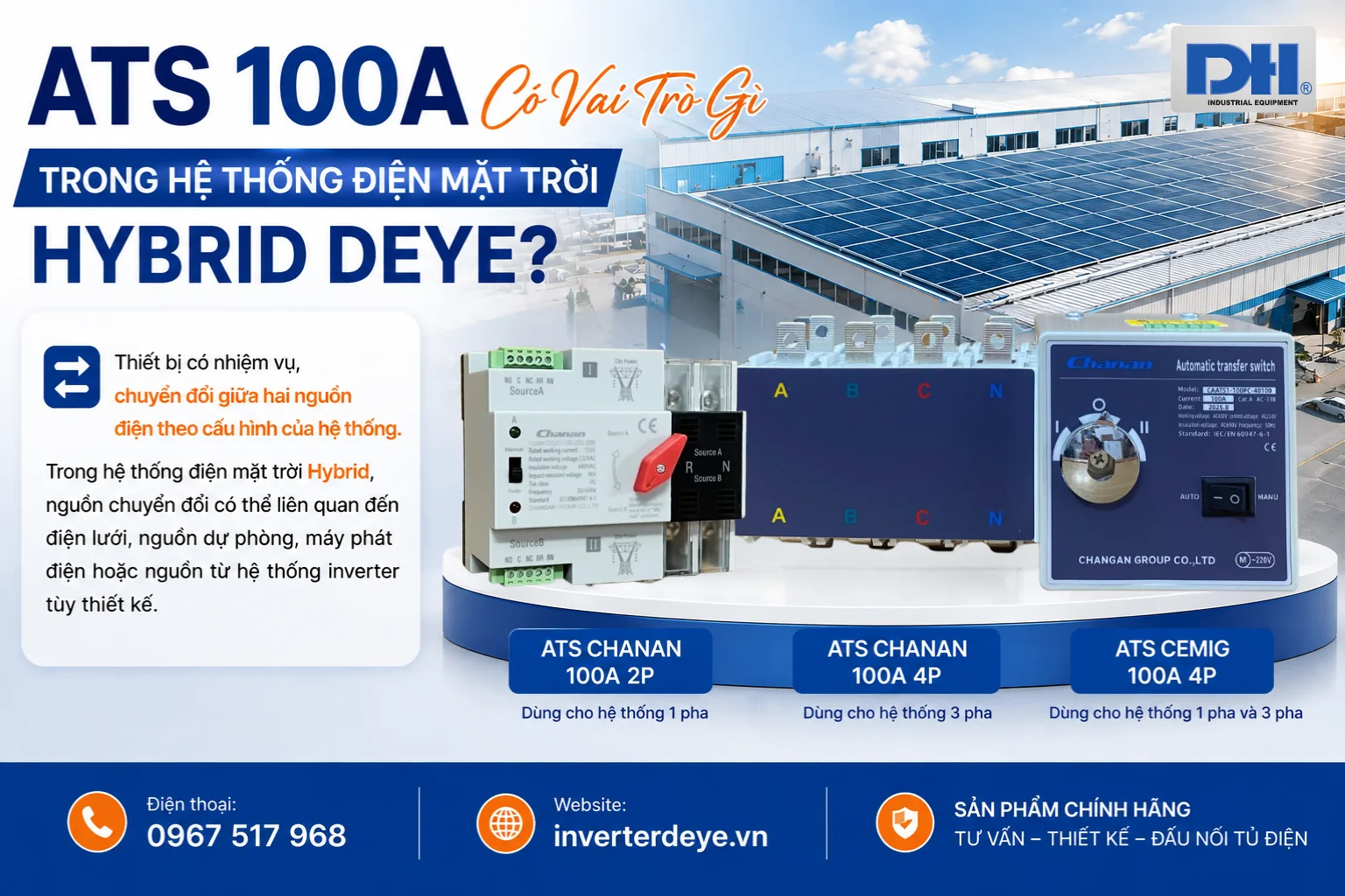 Vai trò ATS 100A trong hệ thống điện mặt trời Hybrid Deye Vai trò ATS 100A trong hệ thống điện mặt trời Hybrid Deye