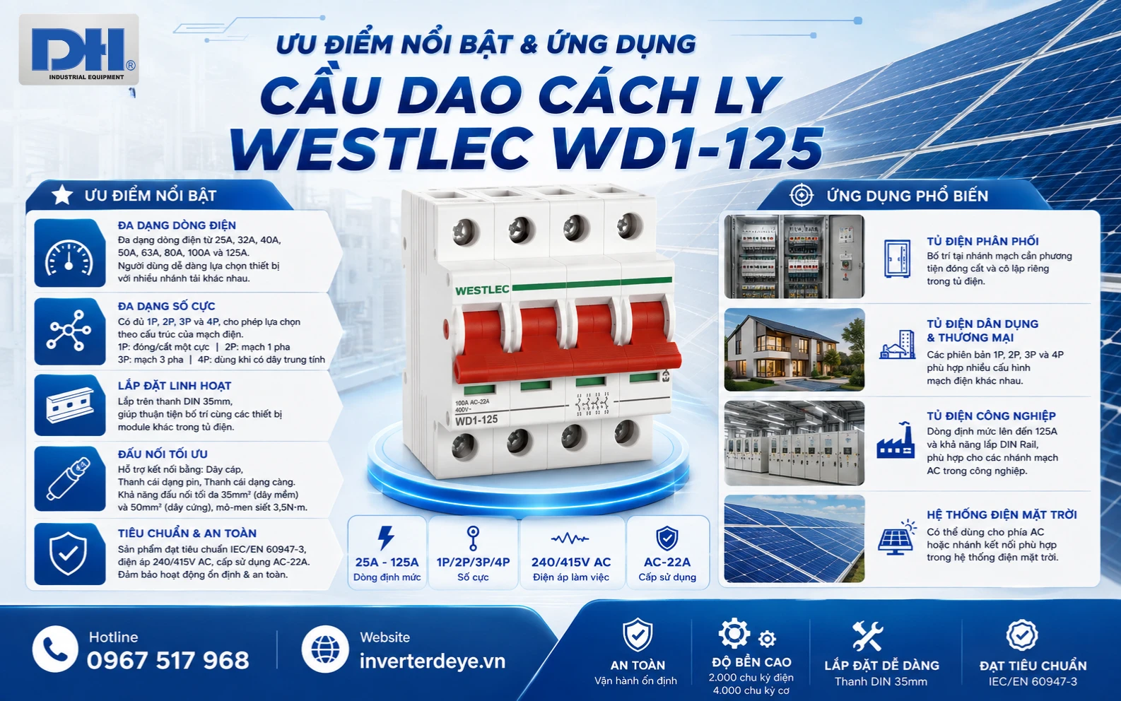Ưu điểm và ứng dụng cầu dao cách ly WESTLEC