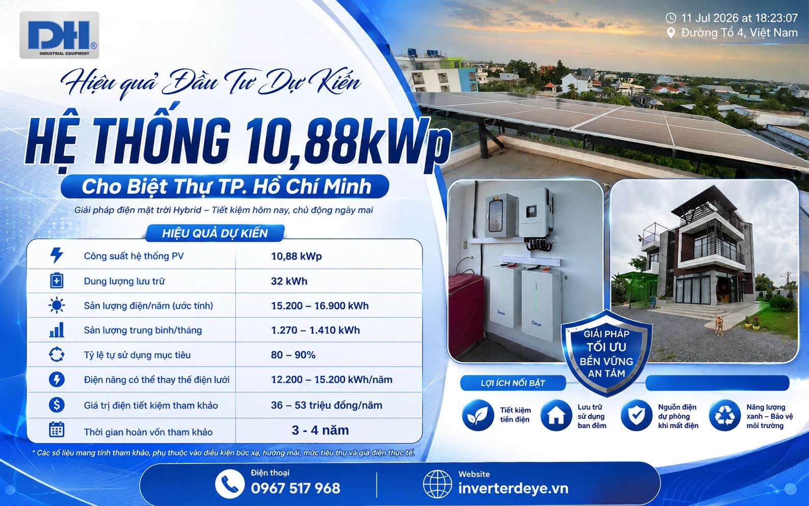 Hiệu quả đầu tư hệ thống điện mặt trời cho biệt thự