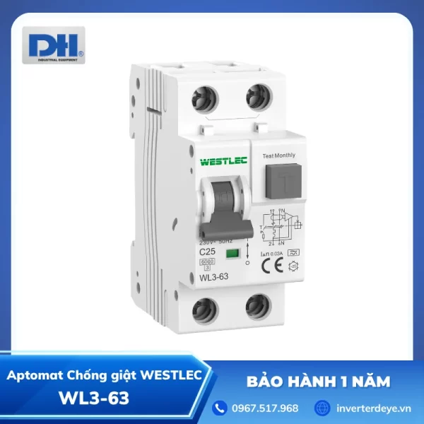 Aptomat Chống Giật WL3-63 Westlec | RCBO 1P+N 6–63A