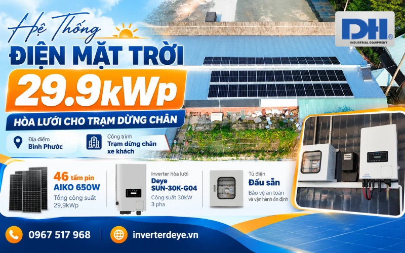 Hệ thống điện mặt trời 29.9kWp hòa lưới Hệ thống điện mặt trời 29.9kWp hòa lưới