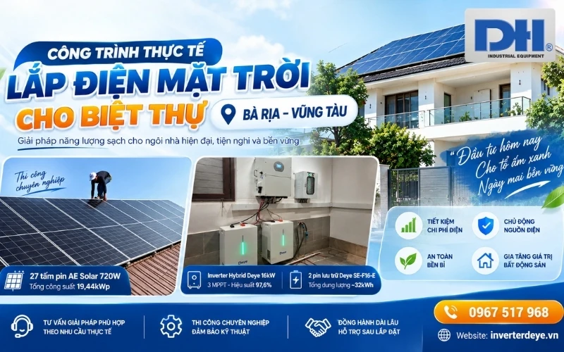 Lắp điện mặt trời cho biệt thự Bà Rịa Vũng Tàu Lắp điện mặt trời cho biệt thự Bà Rịa Vũng Tàu