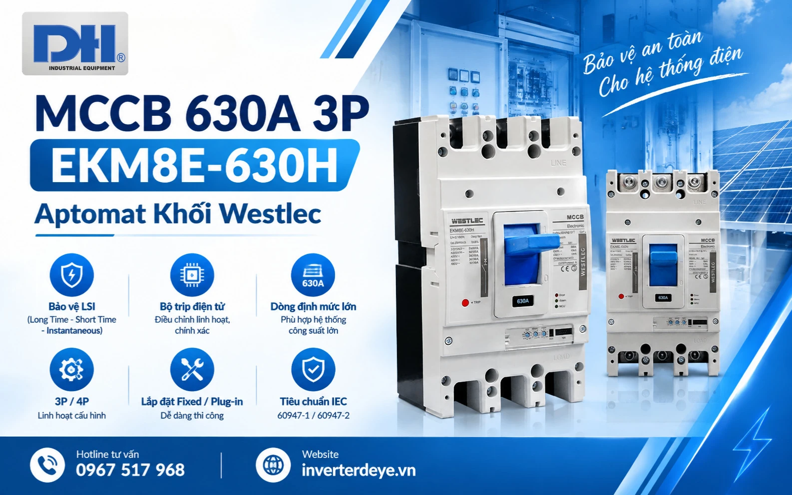 MCCB 630A 3P EKM8E-630H