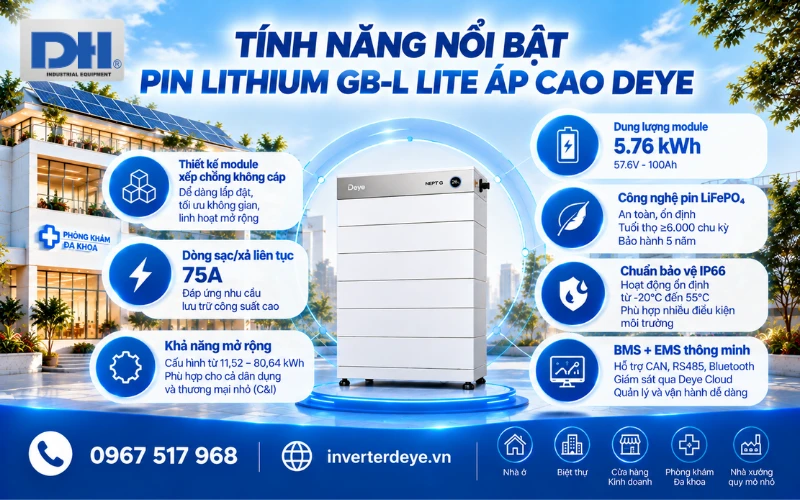 Tính năng nổi bật pin Lithium GB-L Lite áp cao Deye