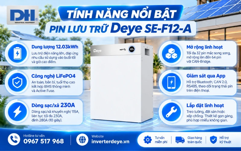 Tính năng nổi bật pin lưu trữ Deye SE-F12-A